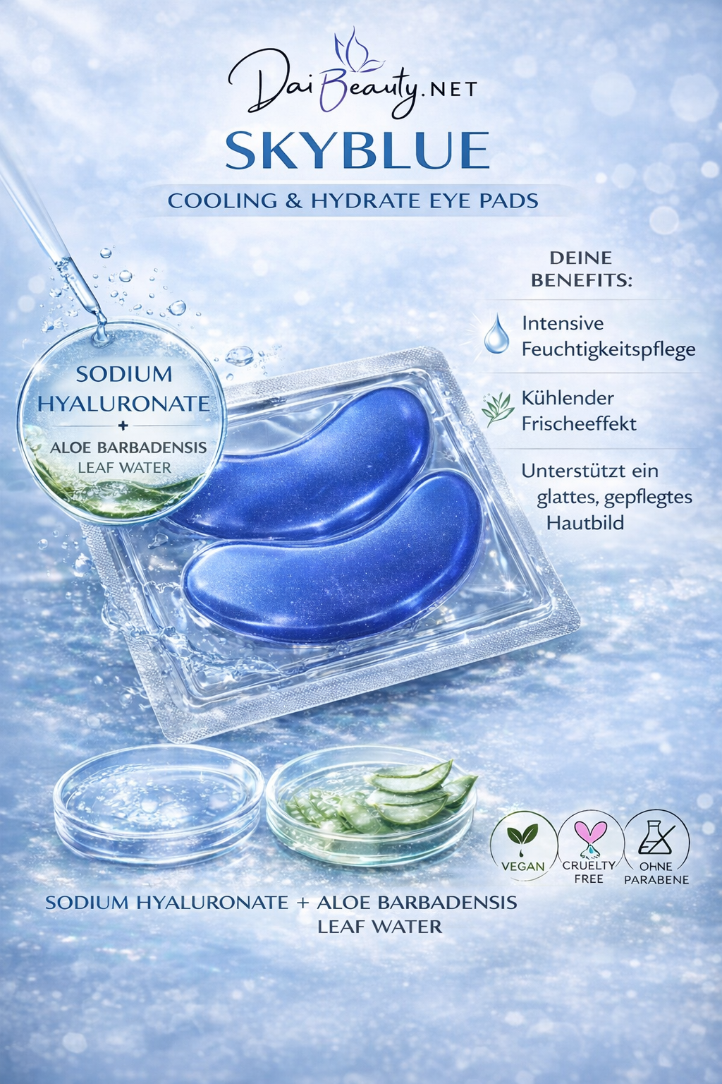 💙 Skyblue – Cooling Hydration Eye Pads (5 Stück)